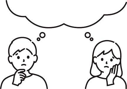 悩んでいる男女のイラスト