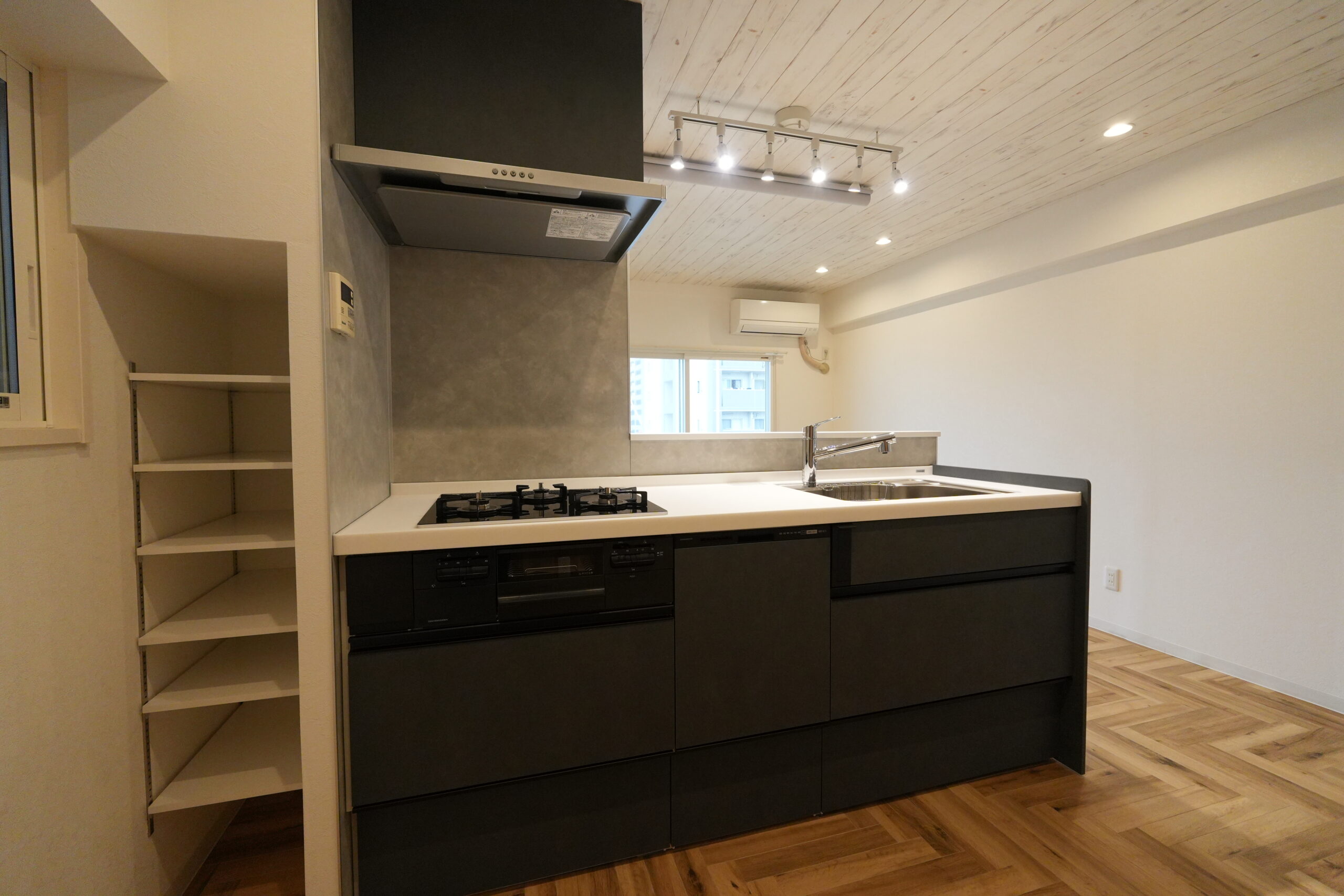 ビフォーアフター_キッチン側面_可動棚_1LDK