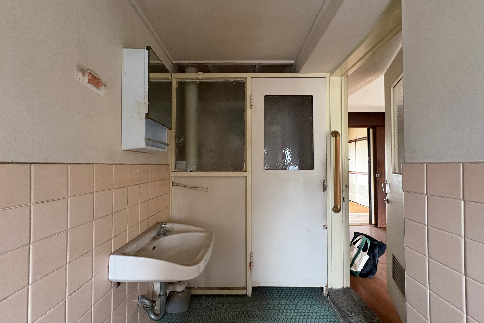 ビフォー_脱衣所_グリーン塗装_2DK